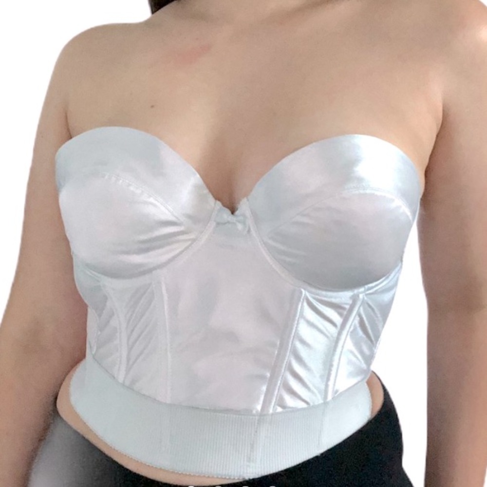 Authentic vintage white bustier corset bra 34C